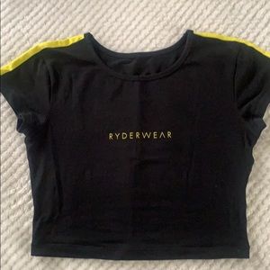 Ryderwear black and yellow cropped T-shirt
